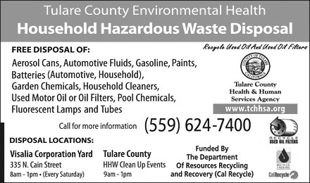 Advertisement Tulare County Environmental Health Household Hazardous Waste Service 