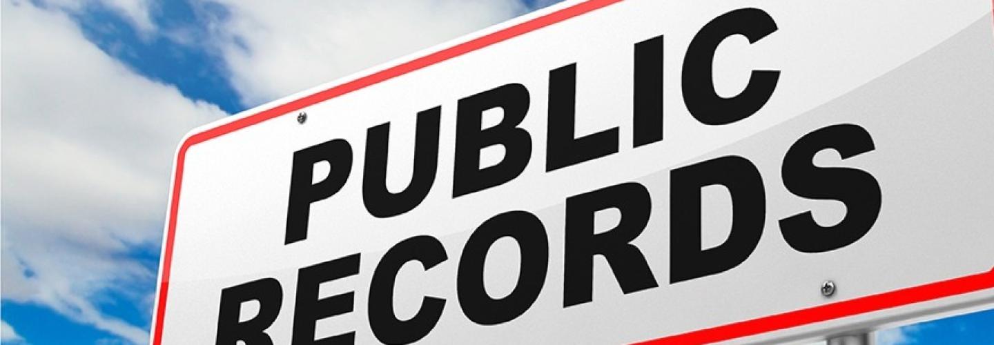 Image of a sign that reads, "public records"
